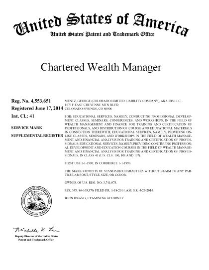 Chartered Wealth Manager Trademark Copyright